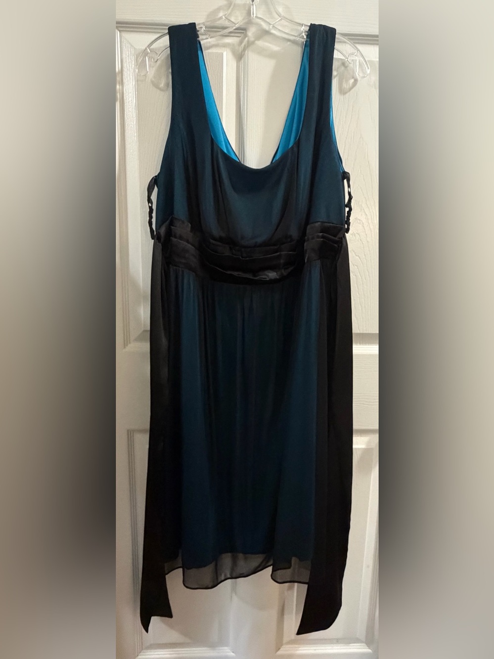 Onyx Nite Teal and Black Sleeveless Cocktail Dress, Size 18W